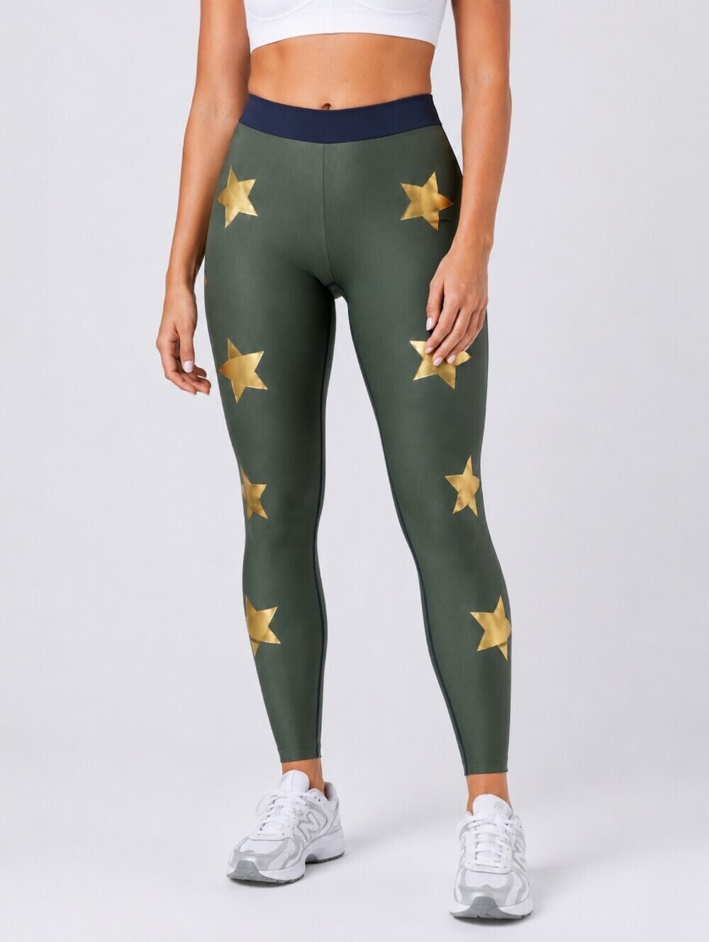 Ultracor Knockout Luxe Star Leggings Olive Green Gold Compression Size M